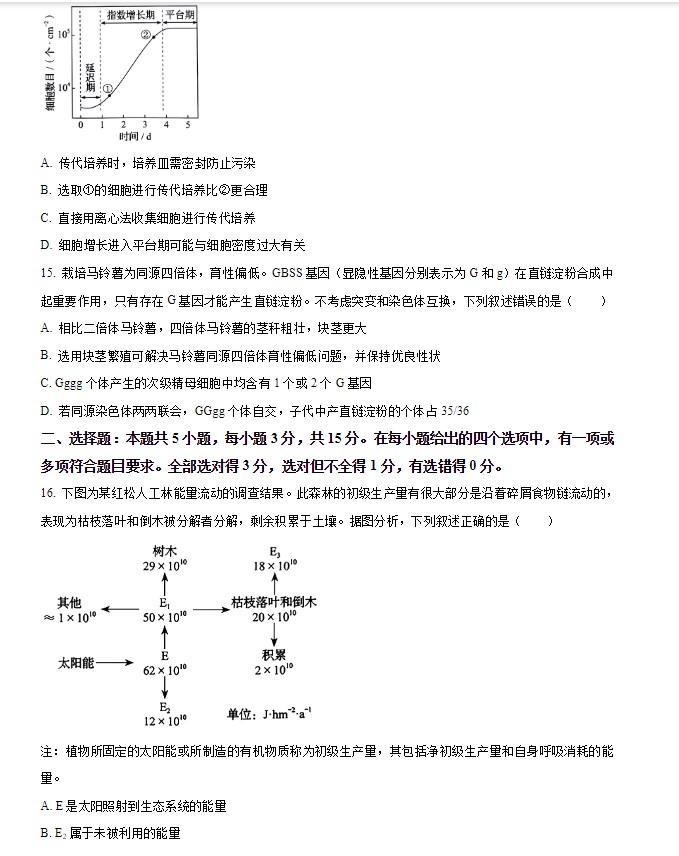2024吉林省高考生物真题及答案